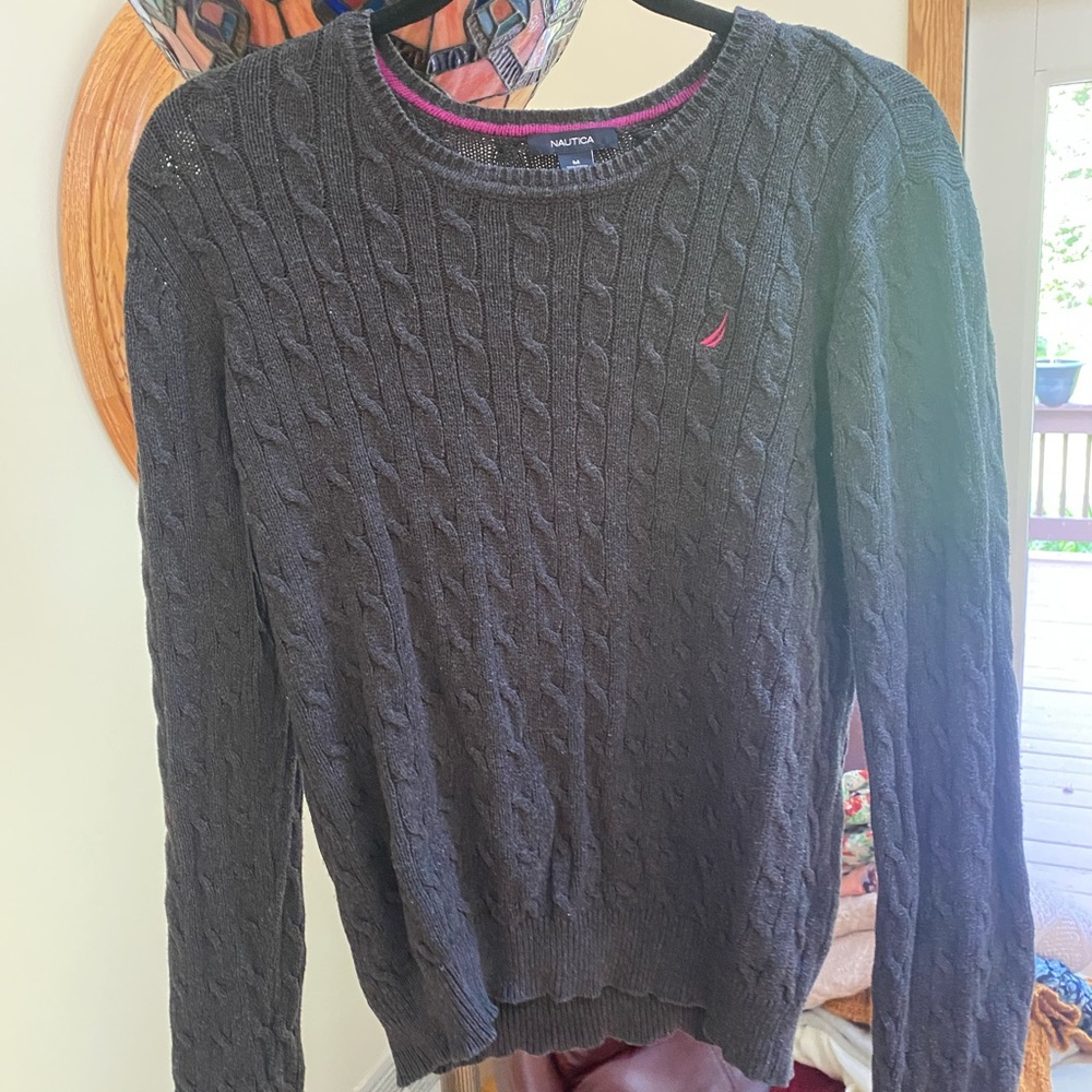Nautica Grey and Pink Sweater, size medium